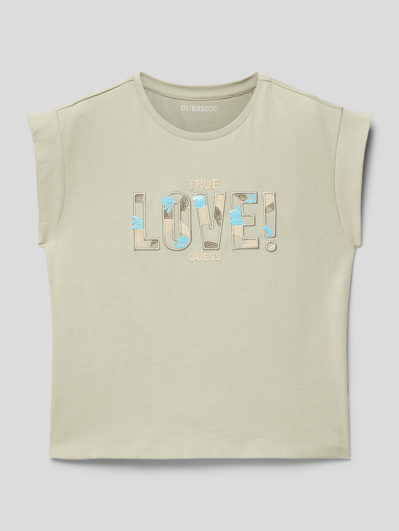 T-Shirt mit Label-Detail in schilf