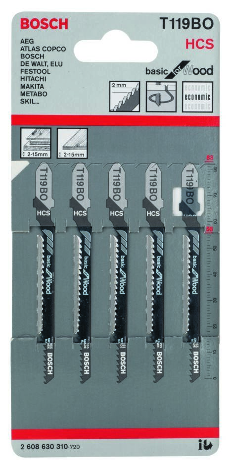 Bosch Blue Accessories 2608630310 T119BO Stiksavklinger T-skaft pr. 5 stk. træ