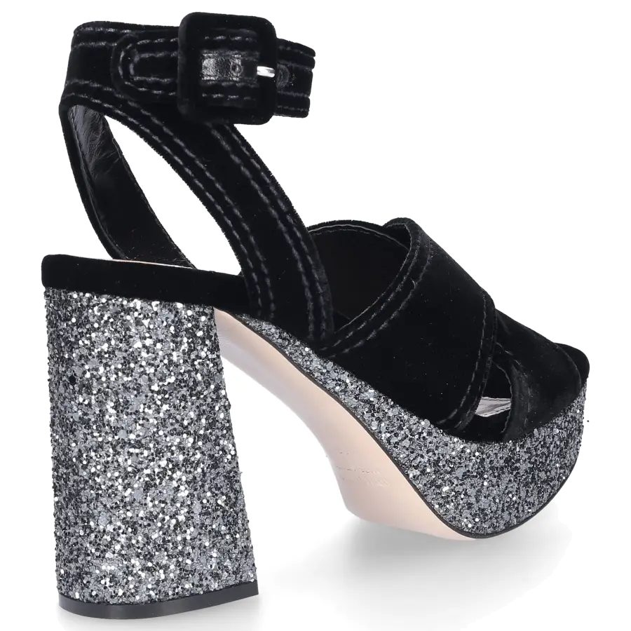 Miu Miu - Plateausandalen Samt - schwarz