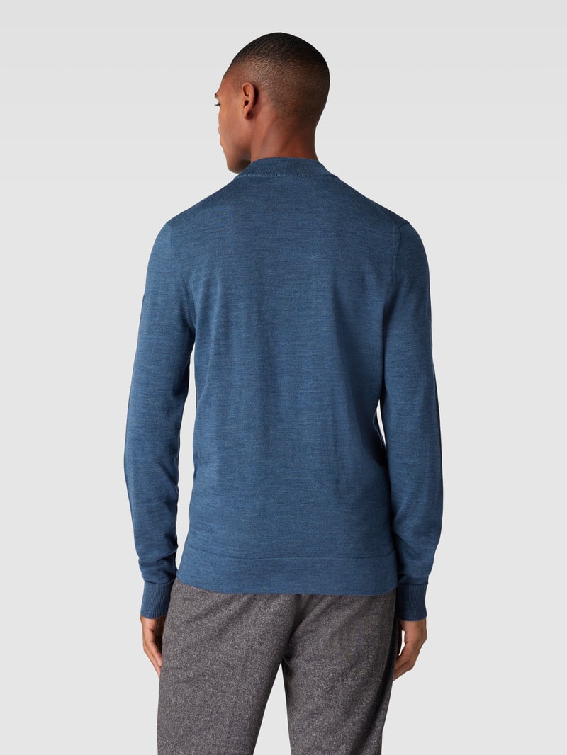 Strickpullover mit Stehkragen Modell 'Marek' in marineblau