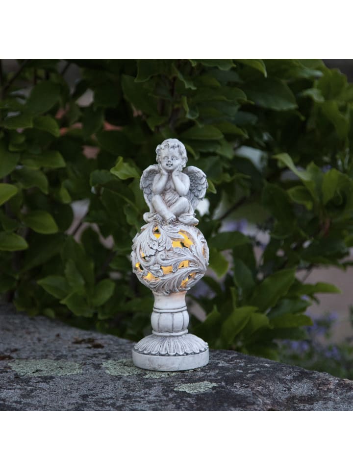 STAR Trading LED Solar Engel Gartenfigur Grabdeko H: 27cm in grau günstig kaufen onesize