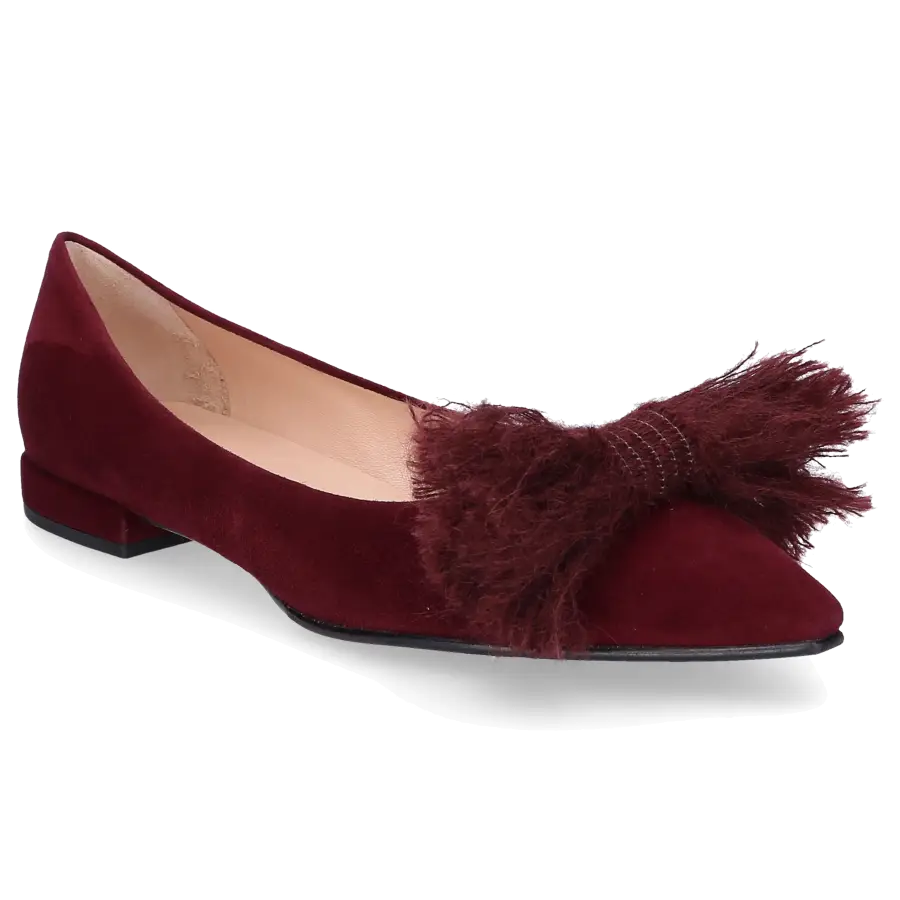 Unützer - Ballerinas 8501 Veloursleder Schleife bordeaux - rot