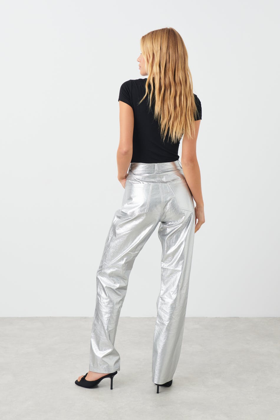 Silver pu trousers
