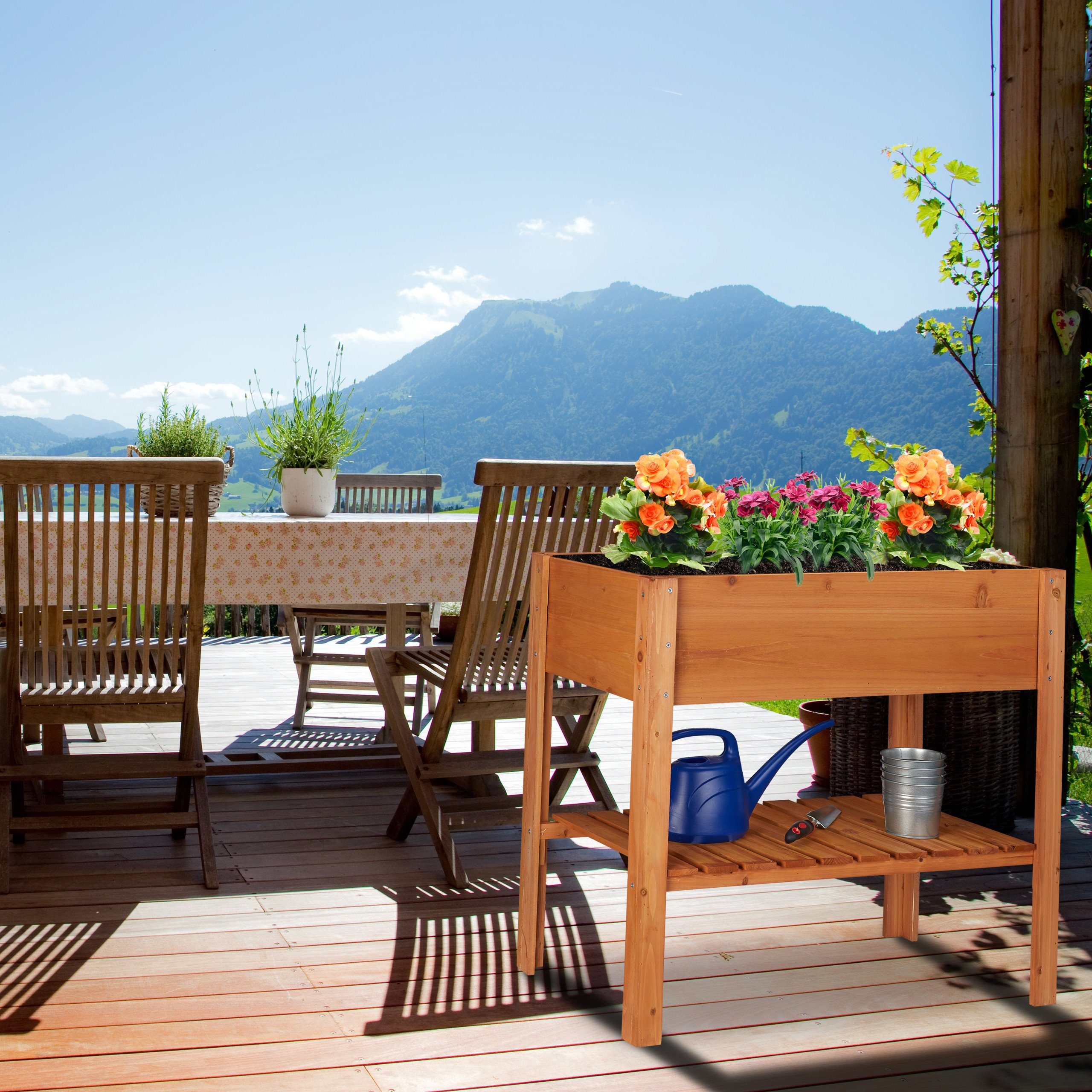 relaxdays Hochbeet Hochbeet Holz hellbraun