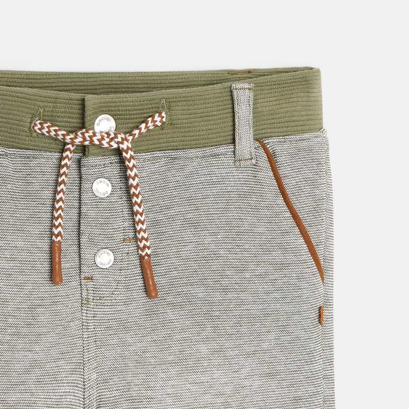 Pantalon molleton maille fantaisie vert bébé garçon