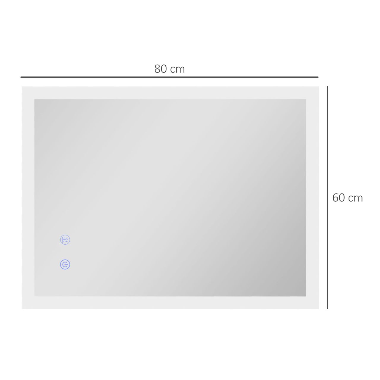 kleankin Badspiegel, Badezimmerspiegel mit LED-Leuchte, Memory-Funktion 80x 60cm