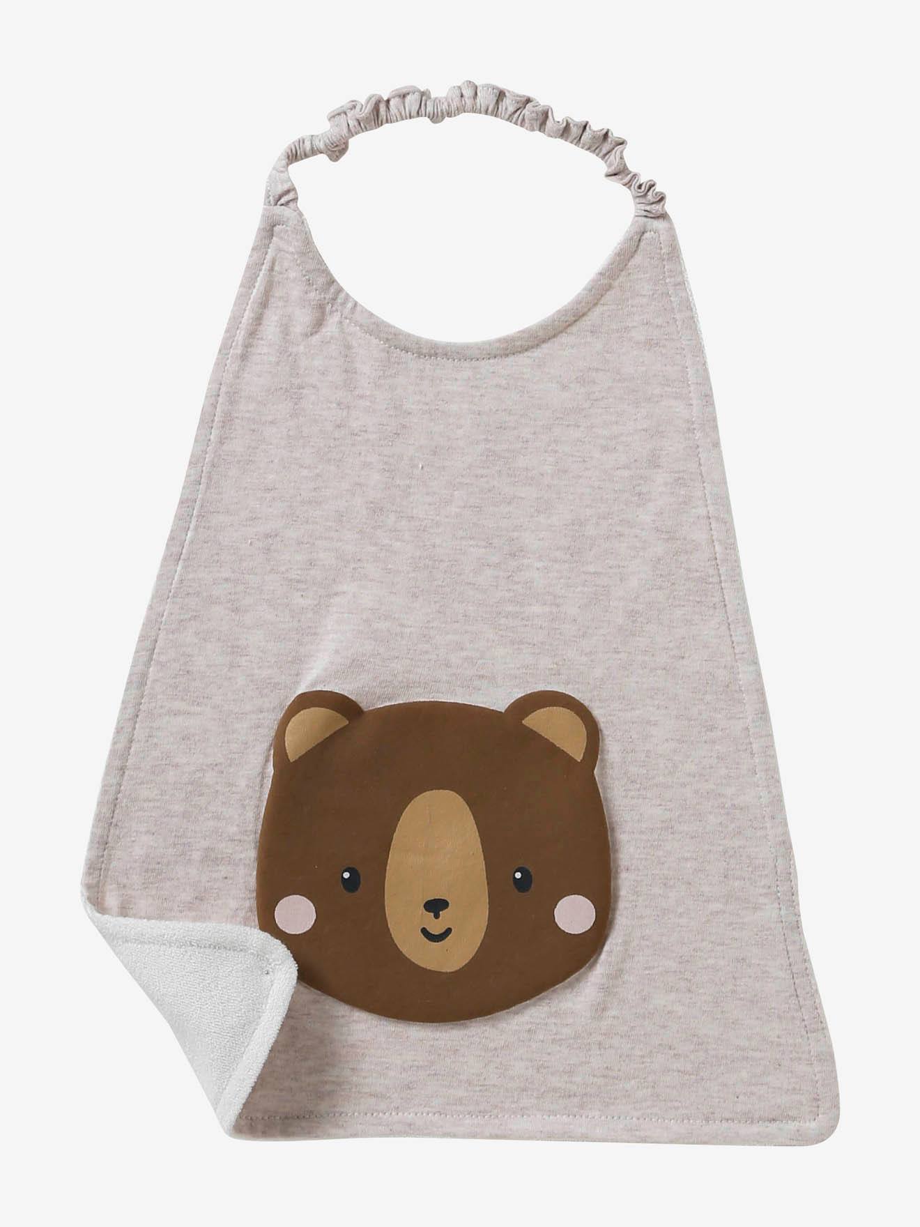 Grand bavoir enfant beige ourson