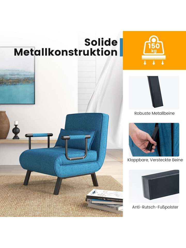 COSTWAY Schlafsessel Klappbar in Blau günstig kaufen onesize