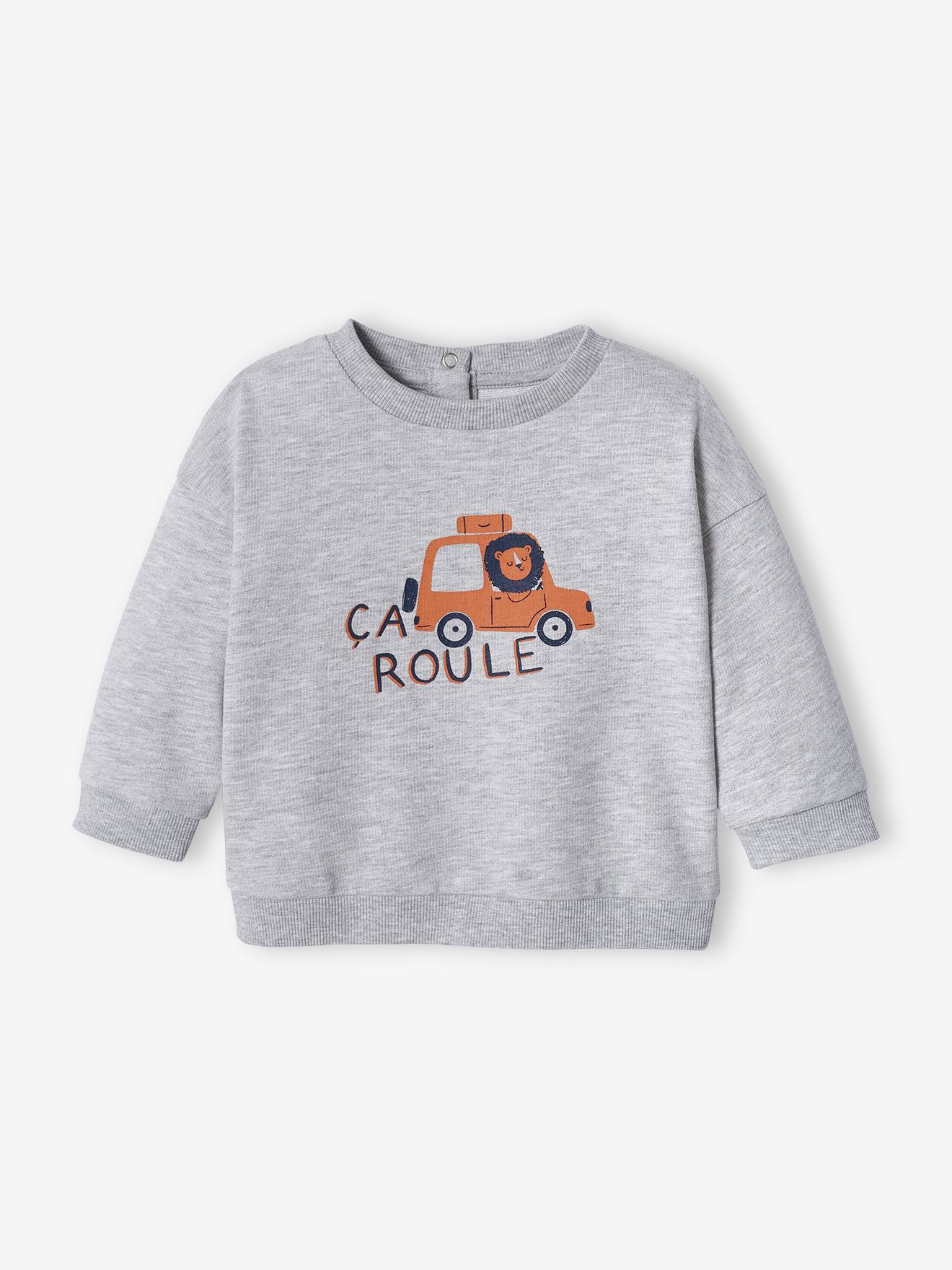 Sweat basics en molleton bébé gris chiné