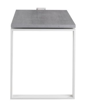 Composad Tischaufsatz Anstelltisch DISEGNO, B 90 x H 75 cm, Betondekor, Weiß lackiertes Metallgestell