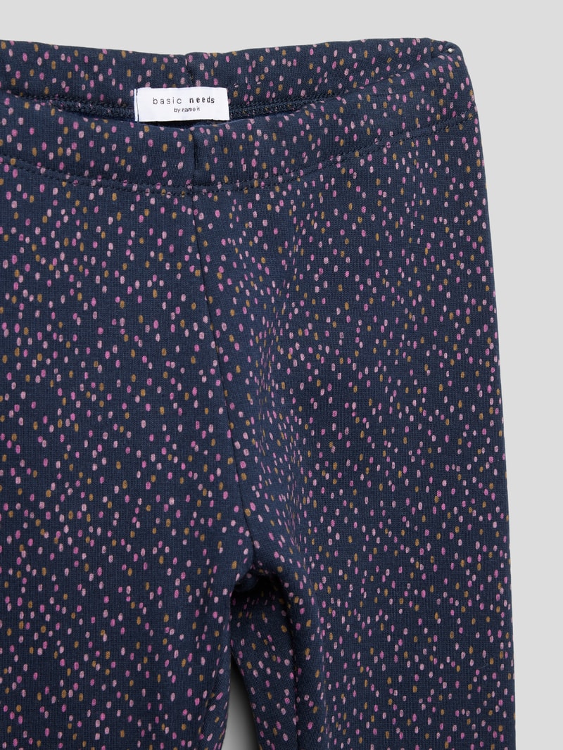 Leggings im gefütterten Design mit Allover-Muster in blau