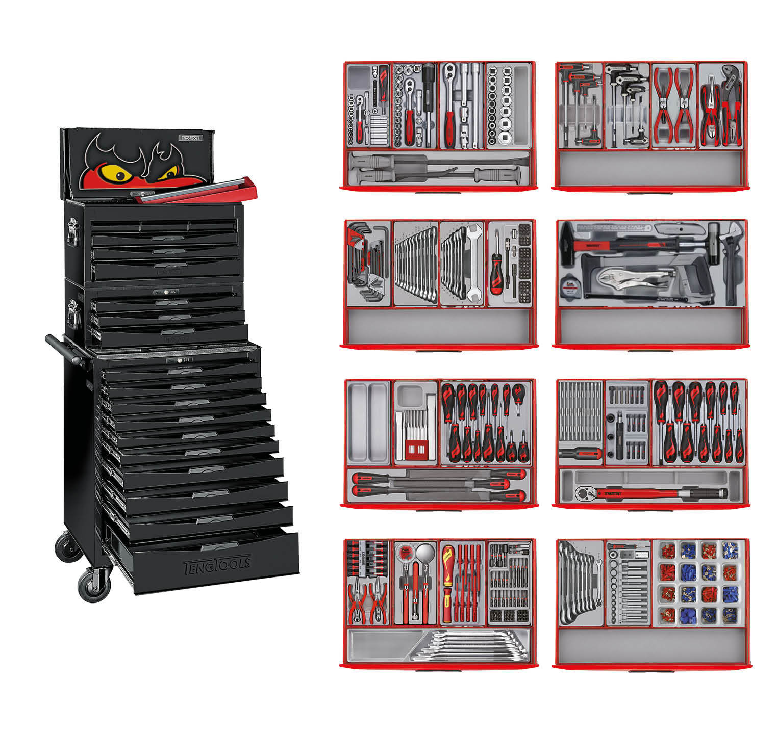 Teng Tools 122390197 TCMM498BL Werkzeugset schwarz Midi Master 19 Schubladen