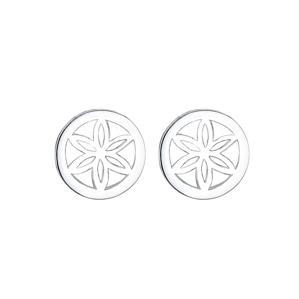 Elli Elli Boucles d'Oreilles Femme Ornament Fleur en Argent 925 Boucles d'oreilles