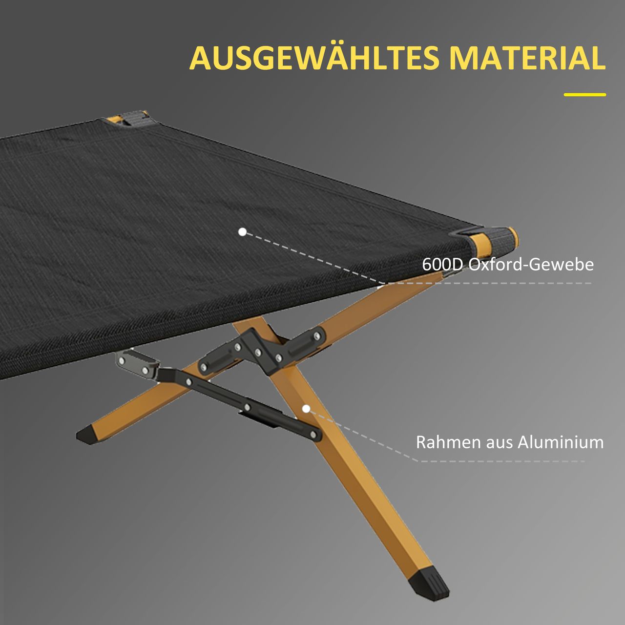 Outsunny Sonnenliege, Gartenliege, Klappbarer Liegestuhl mit Seitentache Schwarz