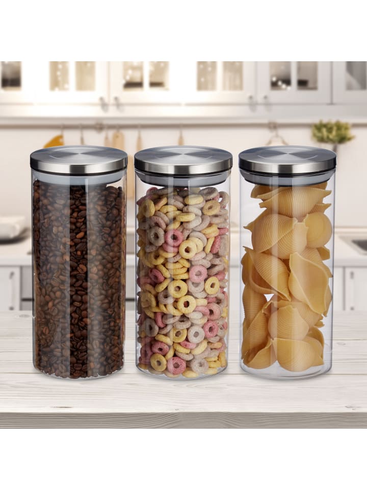 relaxdays 3x Vorratsglas in Transparent - 1,3 l günstig kaufen onesize