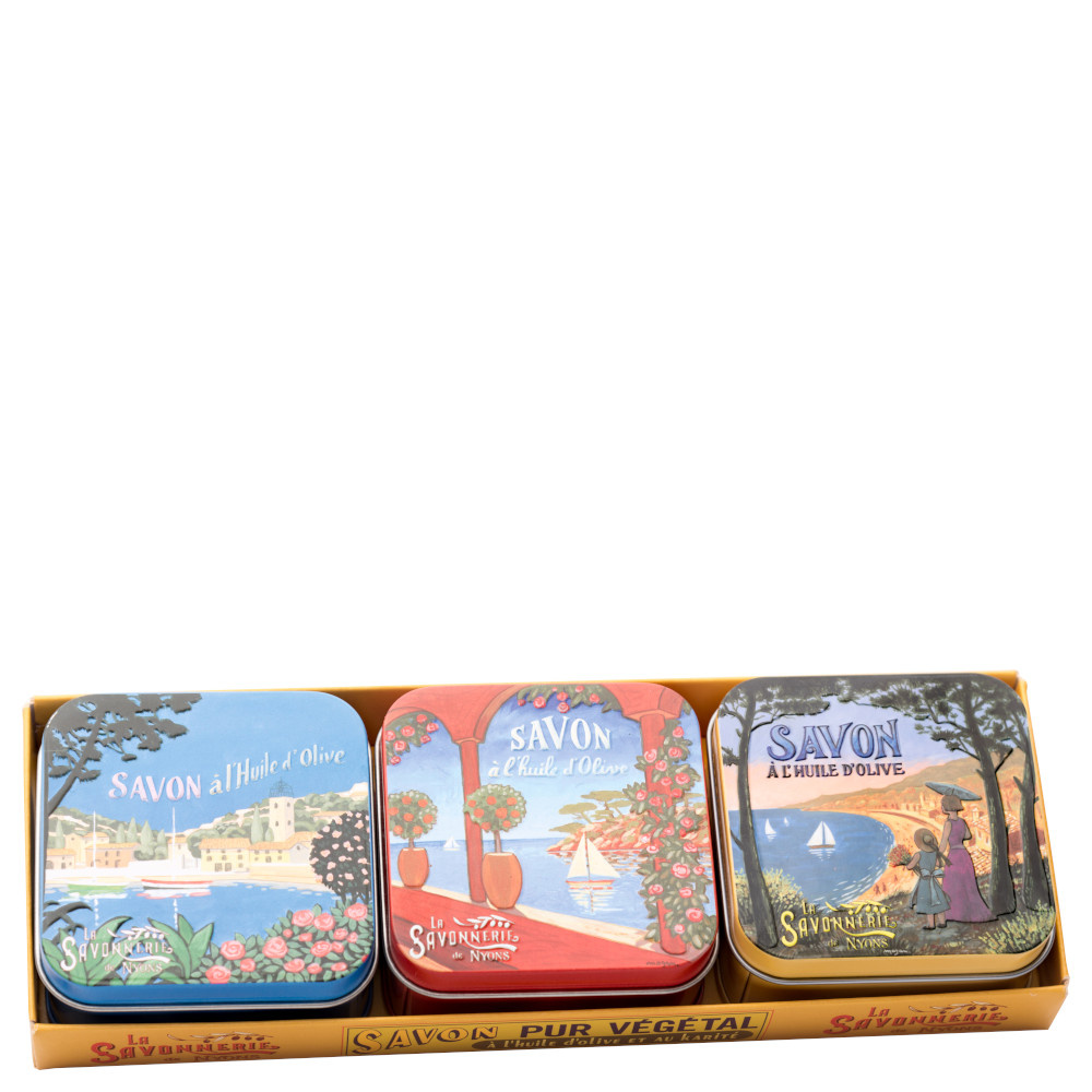 La savonnerie de nyons Lot de 3 Boîtes à Savon Lavande 100g Côte d'Azur Savon