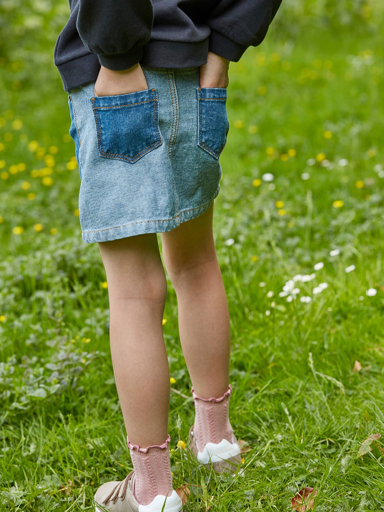 Jupe en jean effet patchwork fille stone