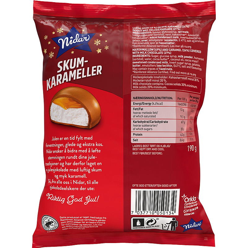 Nidar Skumkarameller 190 g Nidar