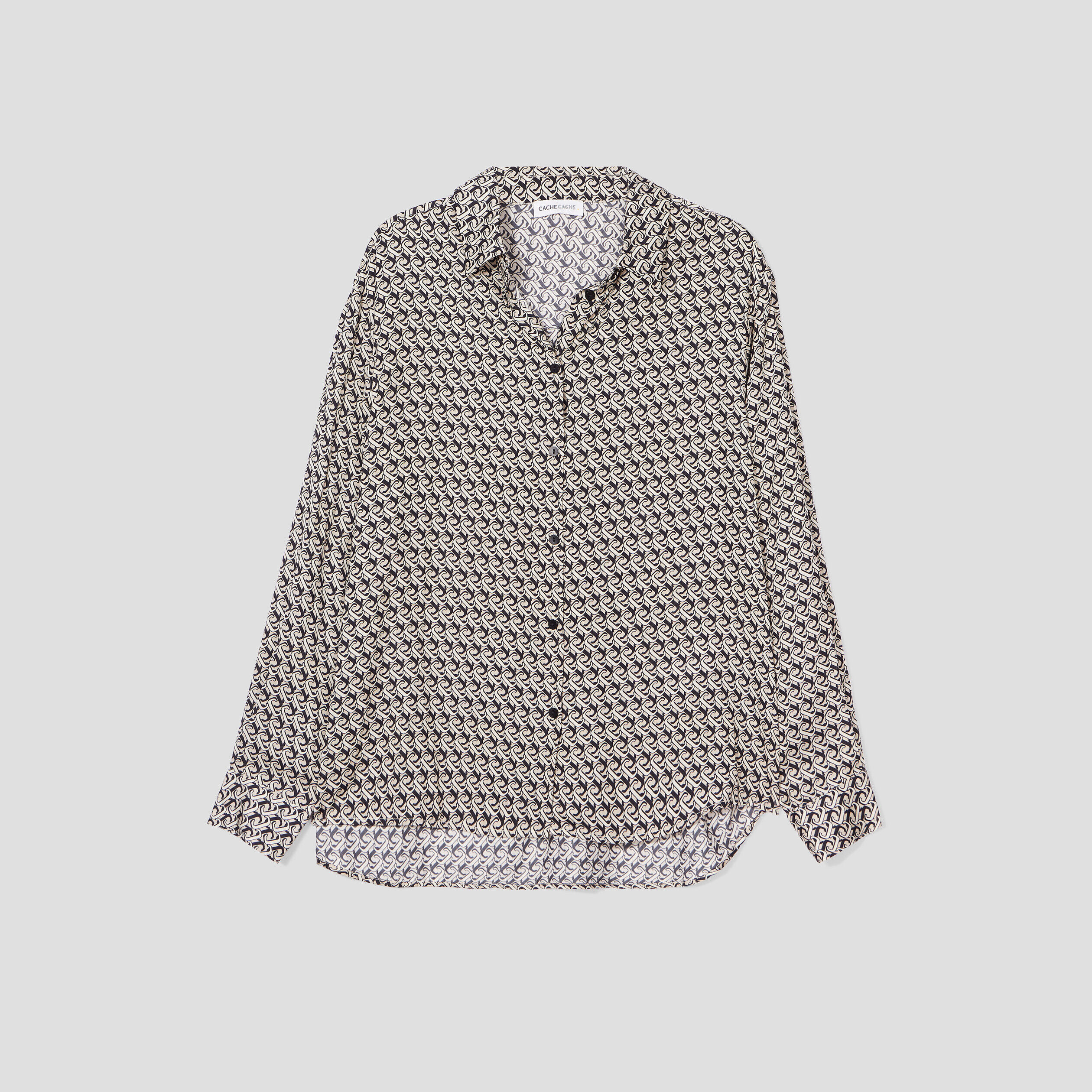 Chemise manches longues satin beige femme | Cache Cache