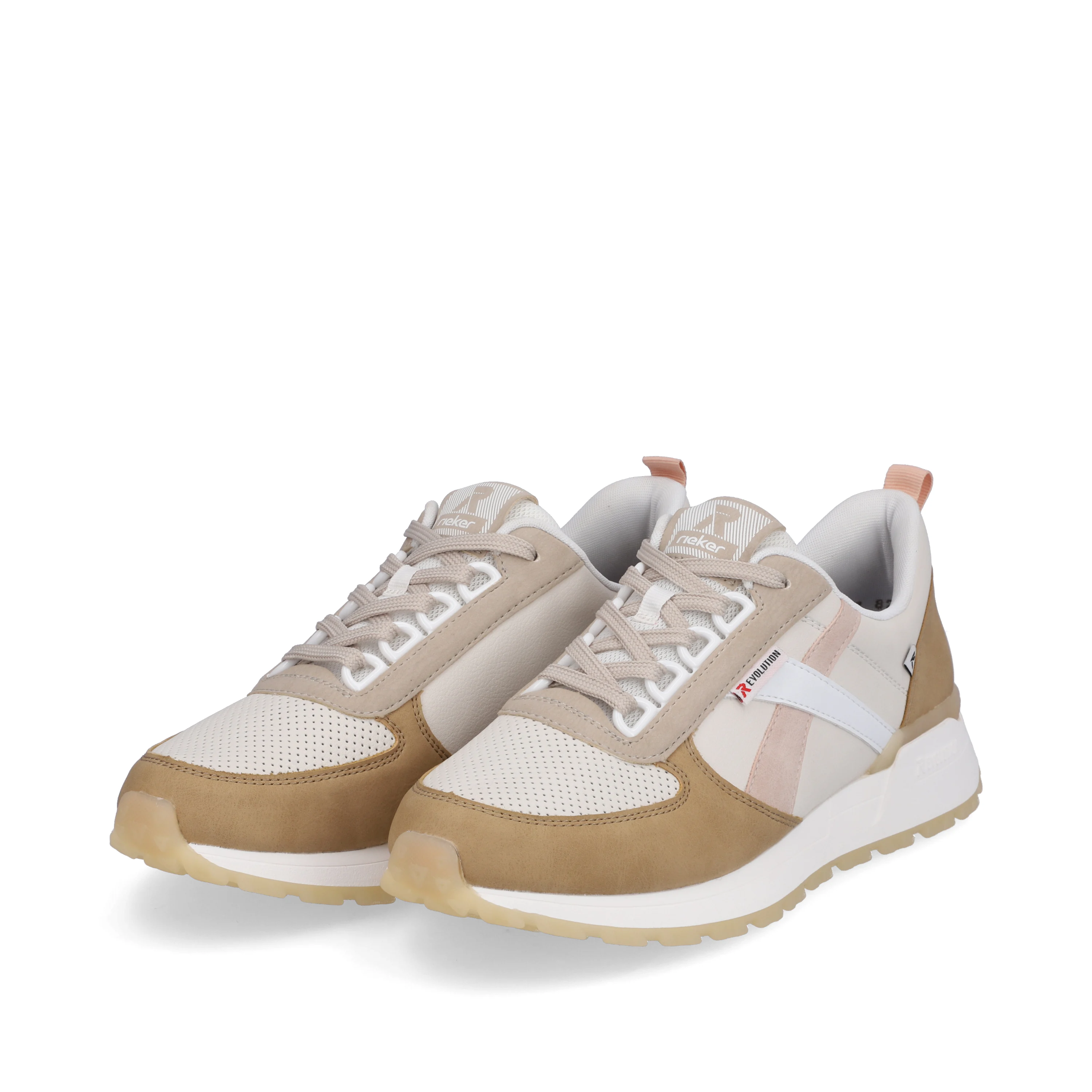 Rieker Damen Sneaker Low clay-beige cinnamon white