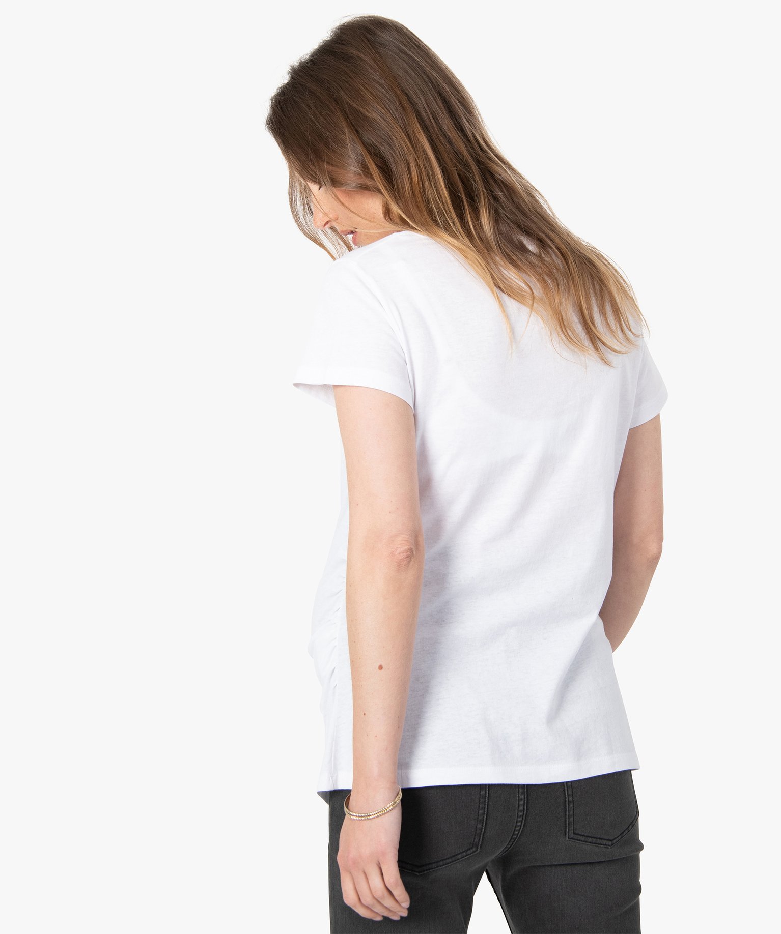 Tee-shirt de grossesse avec inscription multicolore blanc | GEMO
