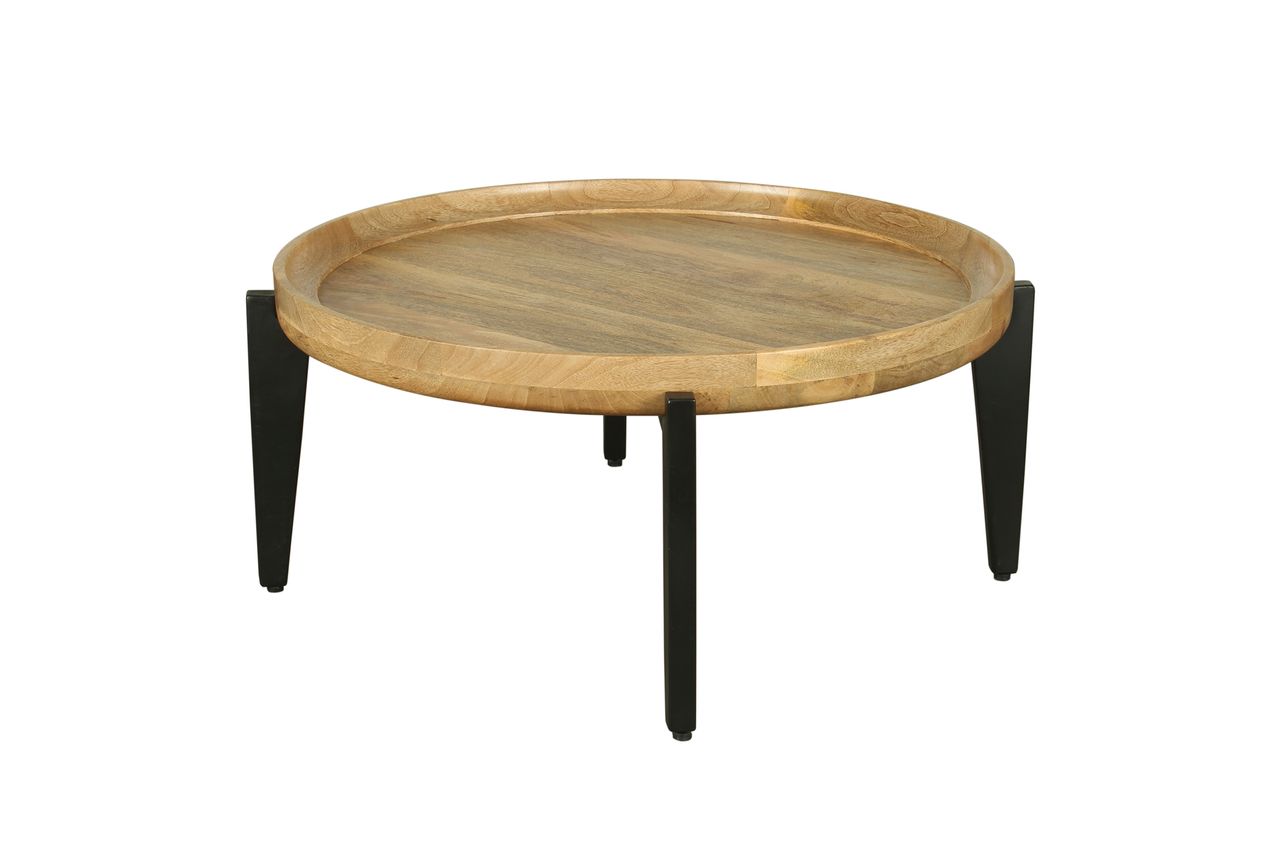 byLiving MILA Couchtisch, Breite 75 cm, Mangoholz natur, Metall schwarz pulverbeschichtet