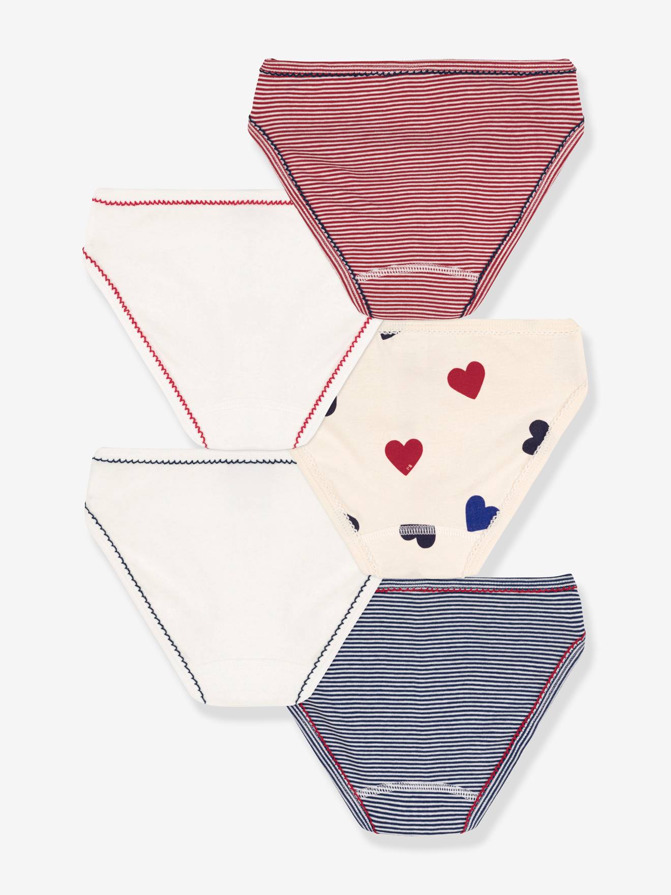 Lot de 5 culottes en coton bio PETIT BATEAU blanc