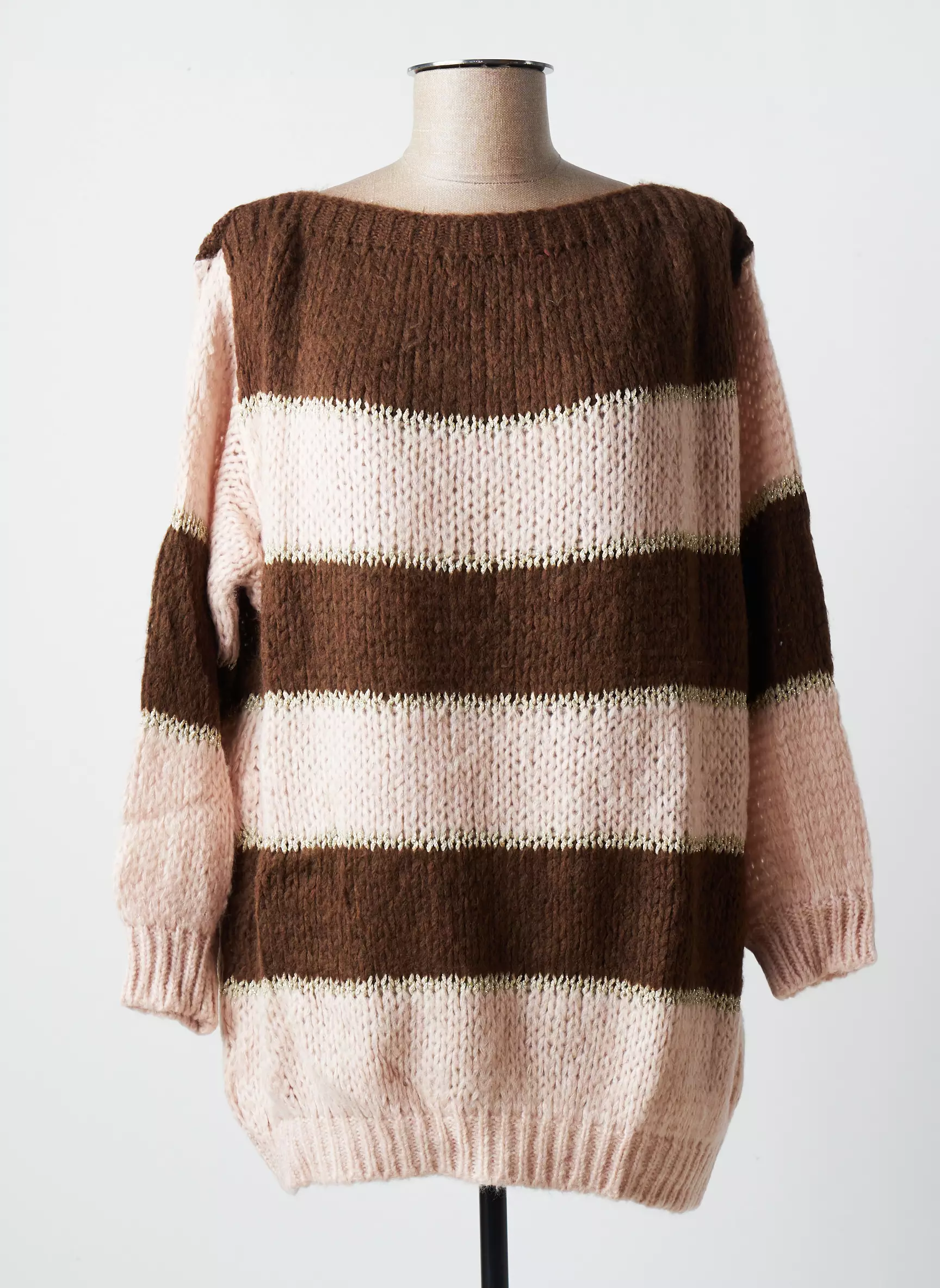 Blanc Boheme Pull Tuniques Femme couleur marron
