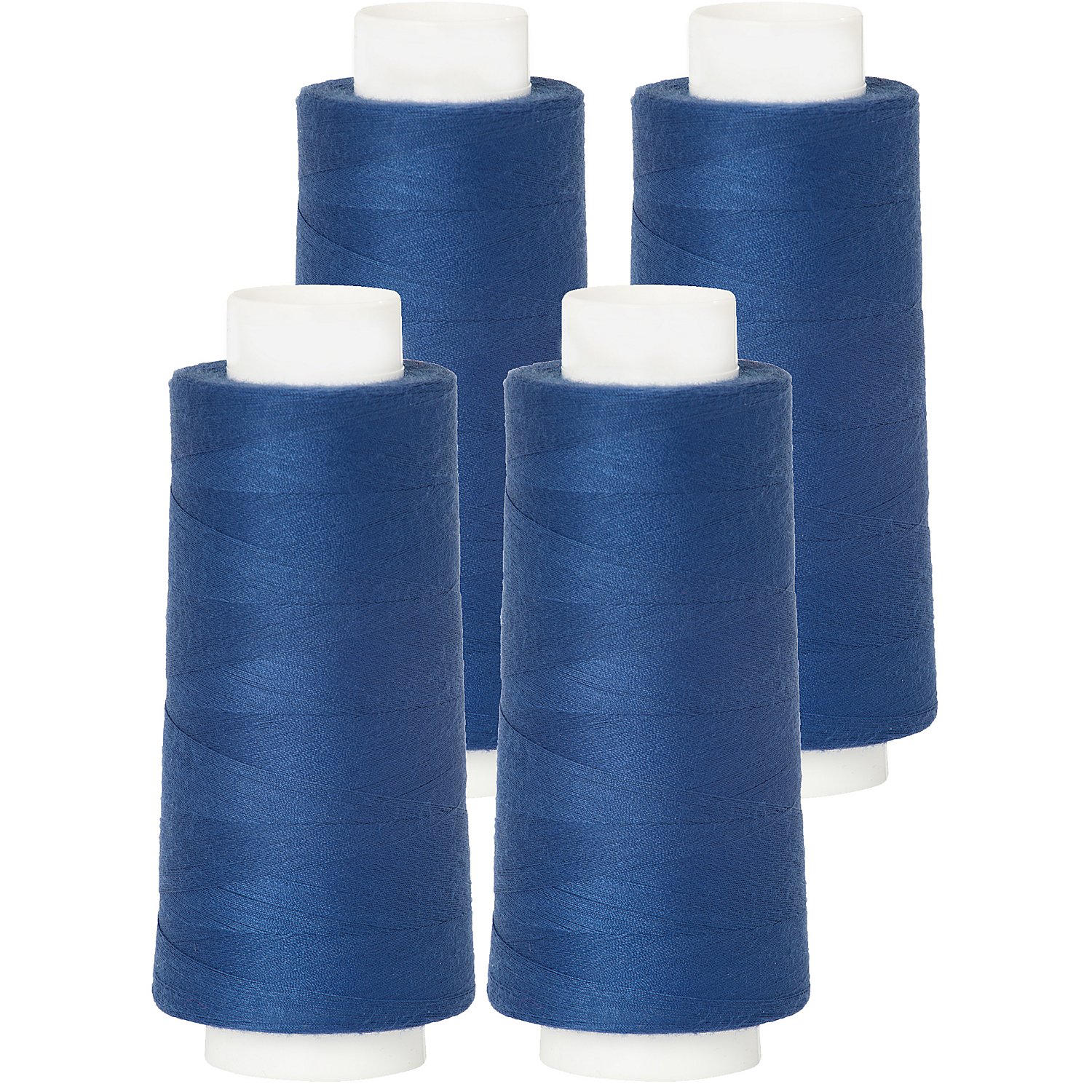 buttinette Overlockgarn im 4er-Pack, Stärke 120, 2500m-Spule, jeansblau