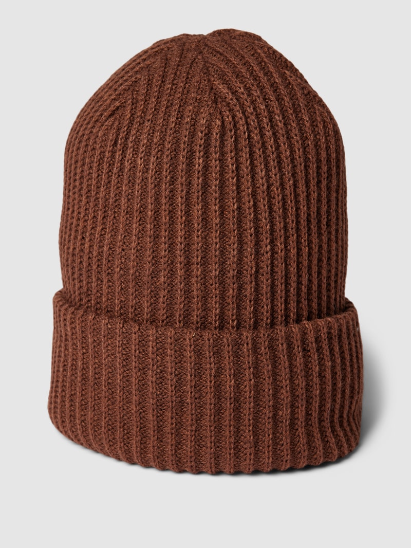 Beanie mit breitem Umschlag in dunkelbraun