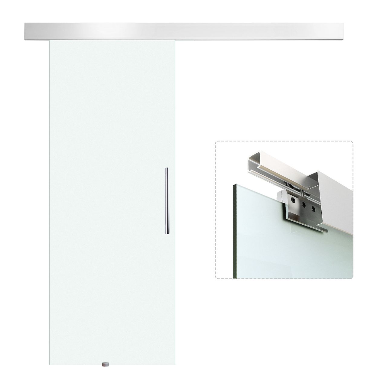 HOMCOM Glasschiebetür Schiebetür Tür Zimmertür mit Griffstange 90 x 205 cm