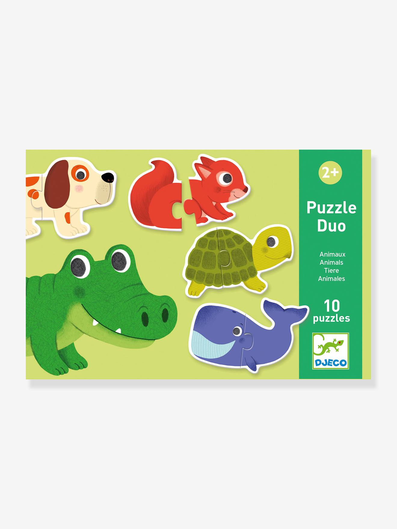 Djeco 10 Baby Tierpuzzles DJECO, 2-teilig - grün