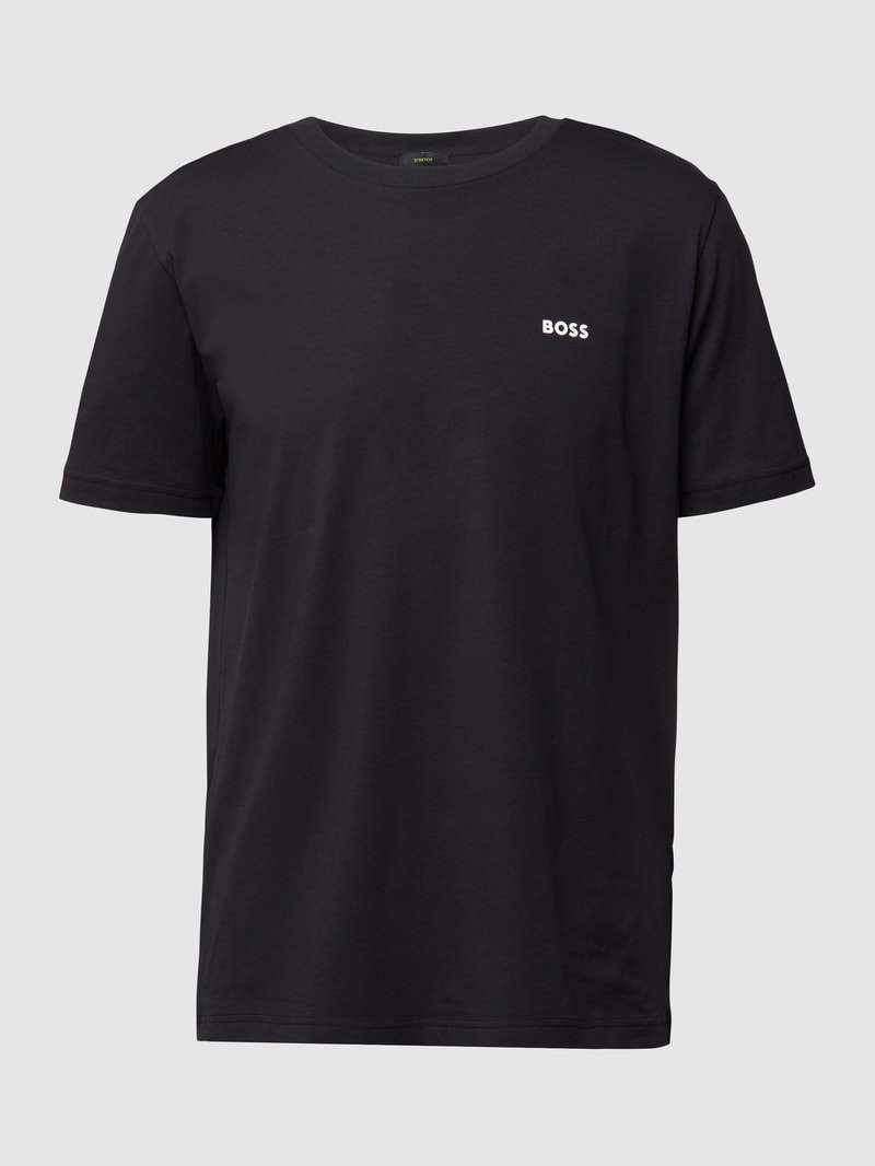 T-Shirt mit Logo-Print Modell 'Tee' in dunkelblau
