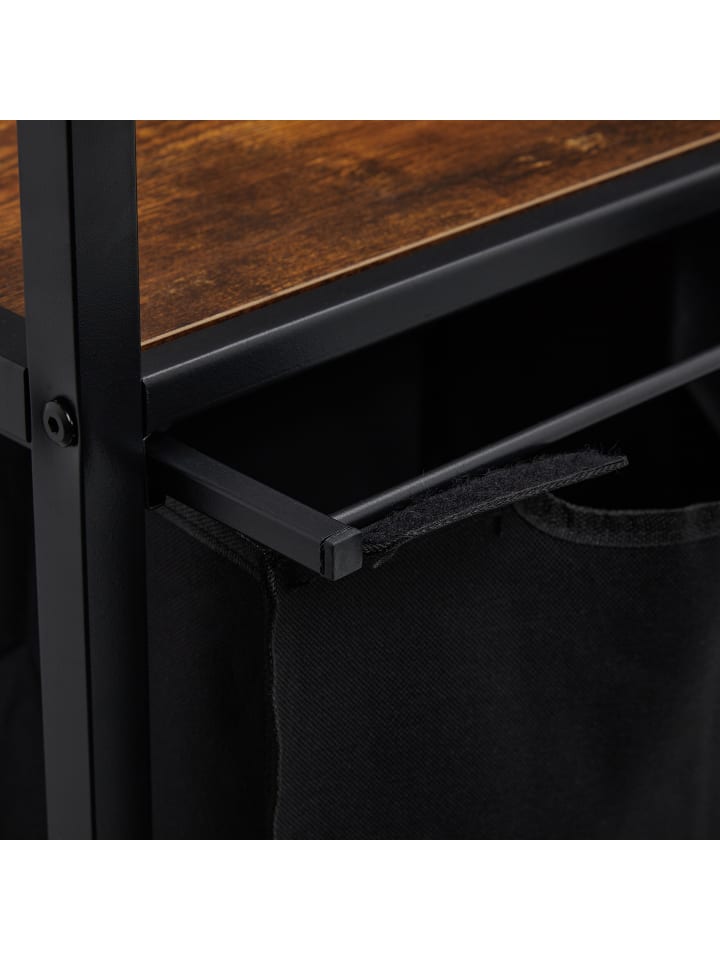 relaxdays Wäschekorbregal in Schwarz/ Braun - (B)80 x (H)74,5 x (T)33 cm günstig kaufen onesize