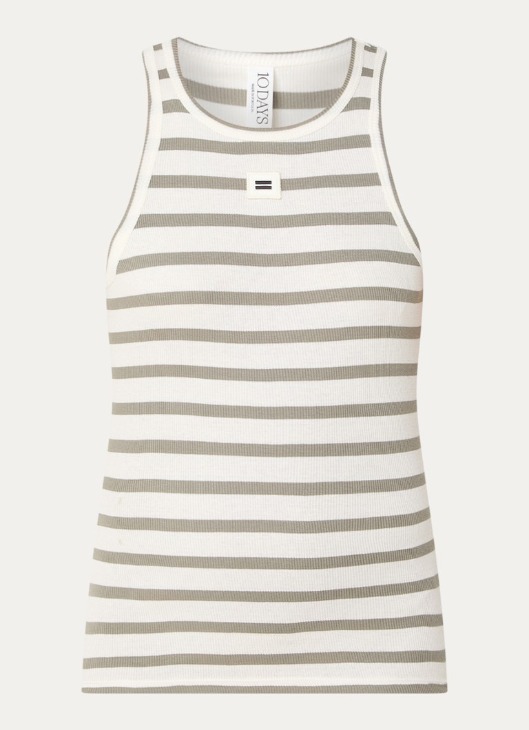 10DAYS Rib-knit tank top with stripe print