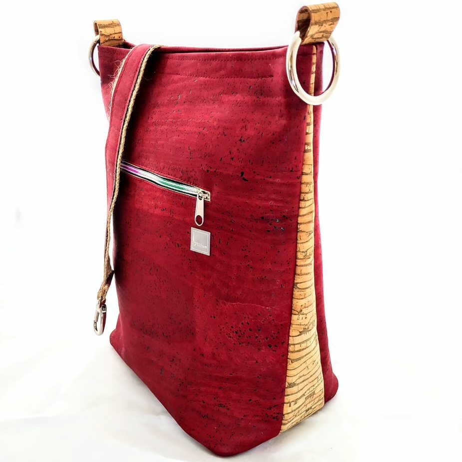 TIKIWE Handtaschen rot Totebag aus Kork