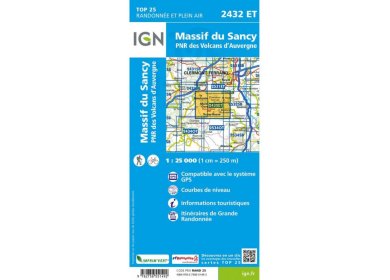 Carte IGN Massif du Sancy 2432ET