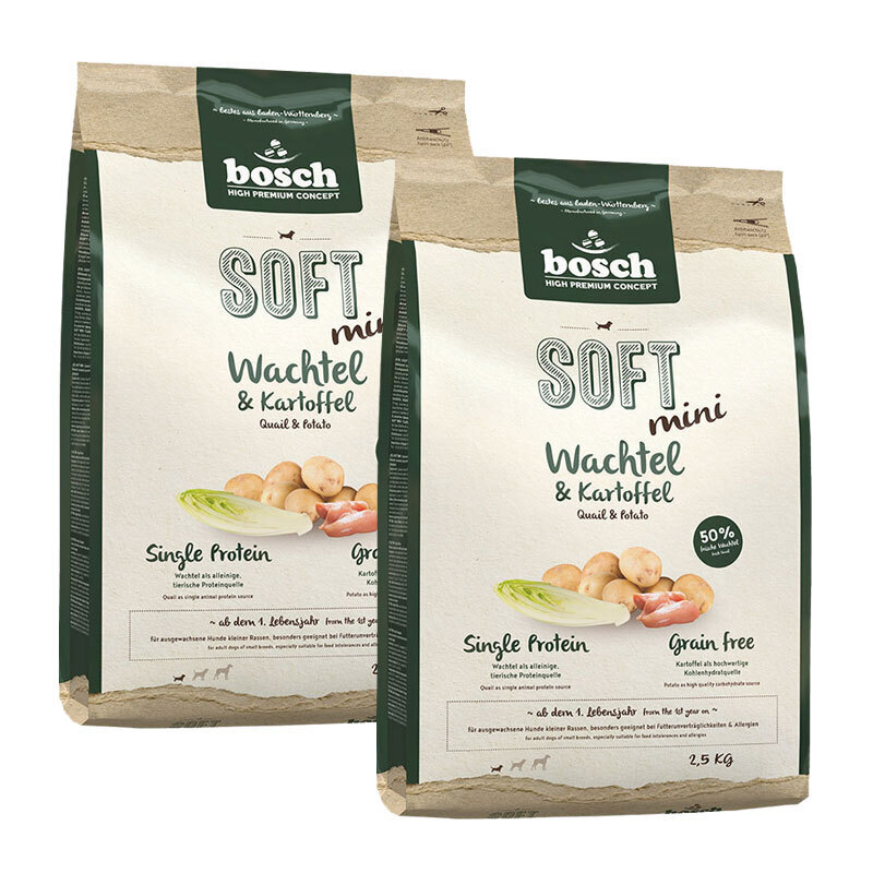 bosch Hundetrockenfutter bosch Soft Mini Wachtel & Kartoffel 2x2,5 kg