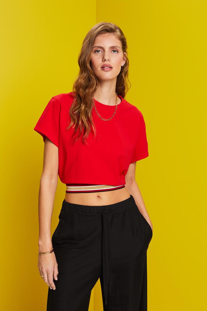 Cropped T-Shirt mit Glitzer-Detail