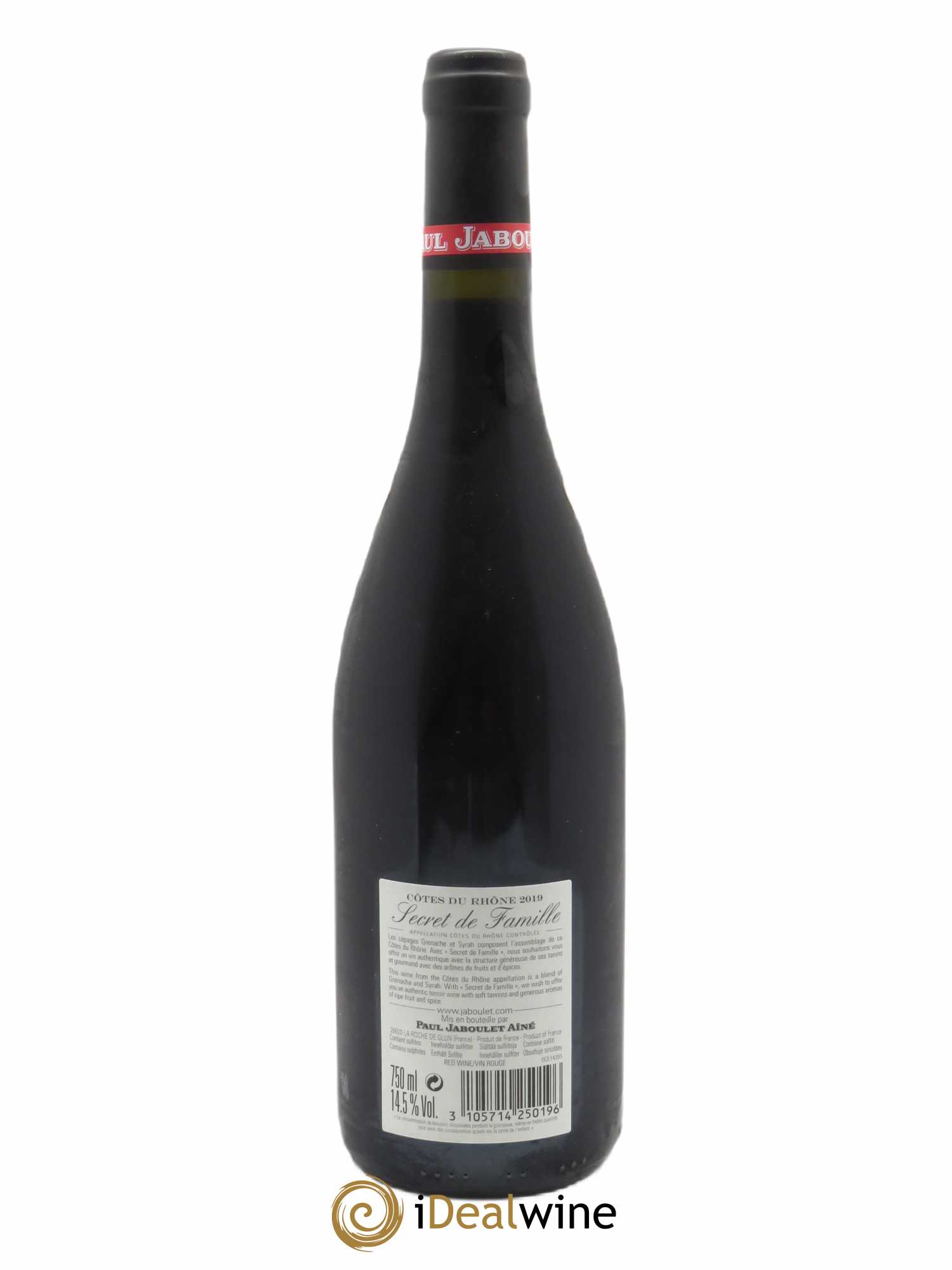 Côtes du Rhône Secret de Famille Paul Jaboulet Ainé  2019 - Lot de 1 Bouteille