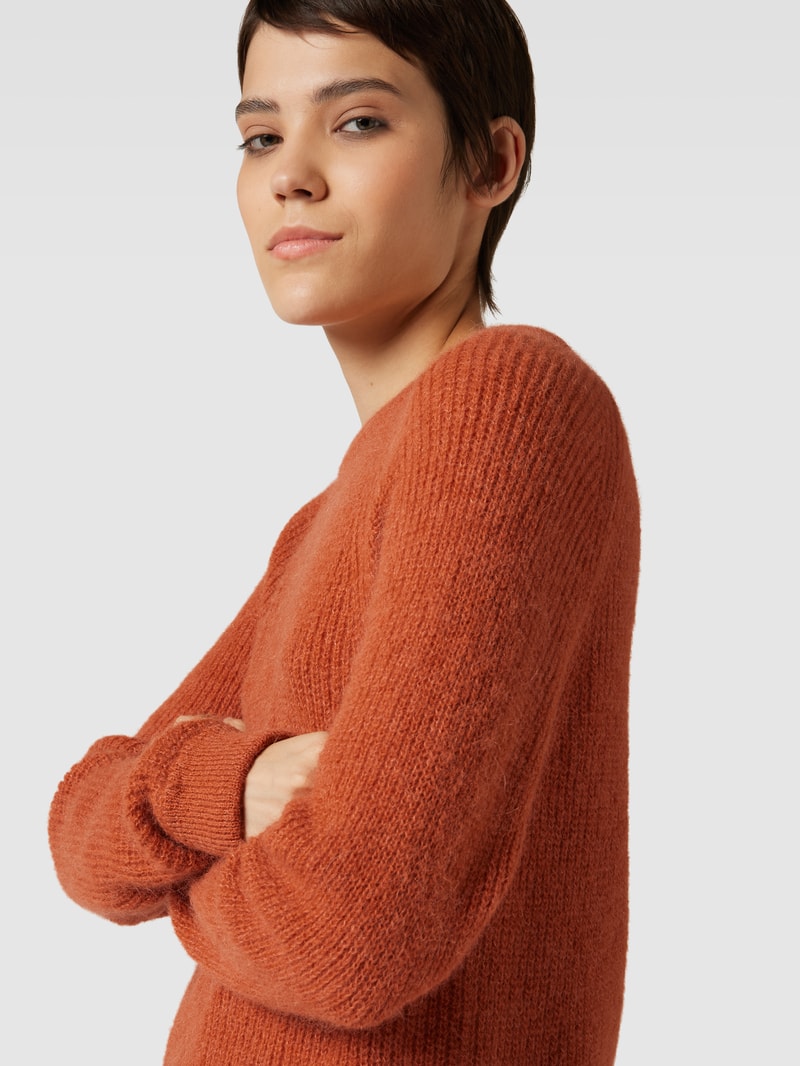 Strickpullover aus Alpaka-Mix mit Rundhalsausschnitt in cognac