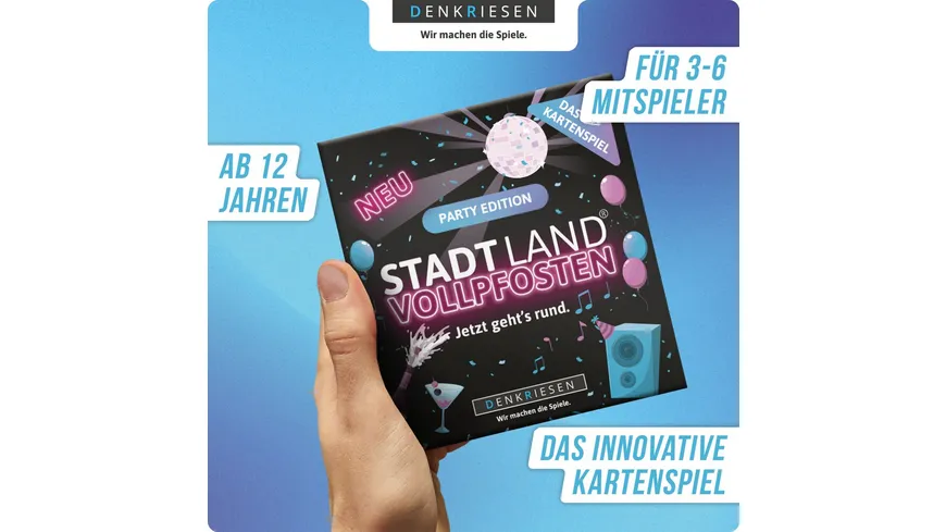 Denkriesen - STADT LAND VOLLPFOSTEN® – Das Kartenspiel – PARTY EDITION 