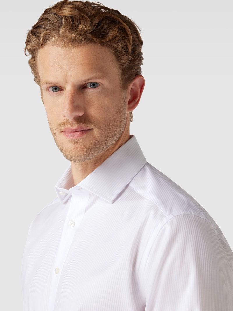 Modern Fit Business-Hemd mit Streifenmuster Modell 'Global' in weiß