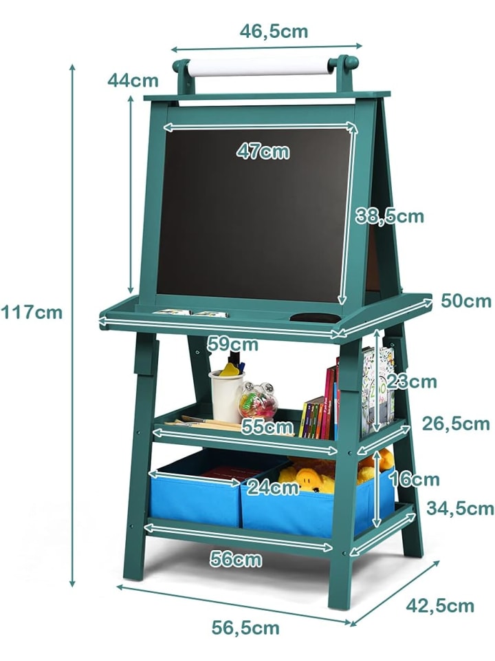 COSTWAY 3 in 1 Staffelei in Petrol günstig kaufen 50 x 60 cm