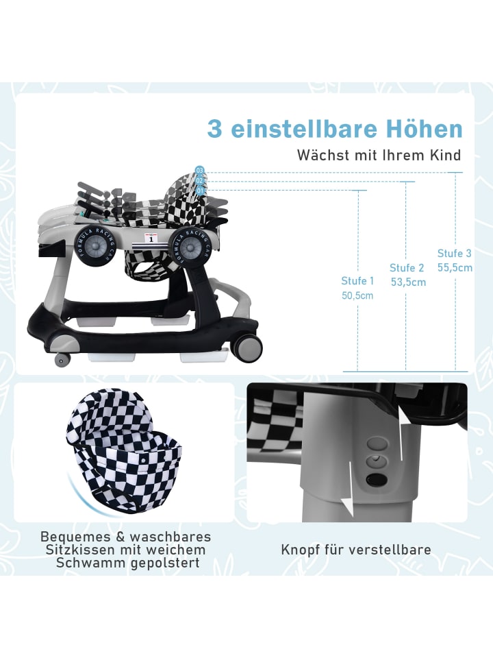 COSTWAY 4 in 1 Lauflernwagen in Grau günstig kaufen 75 cm