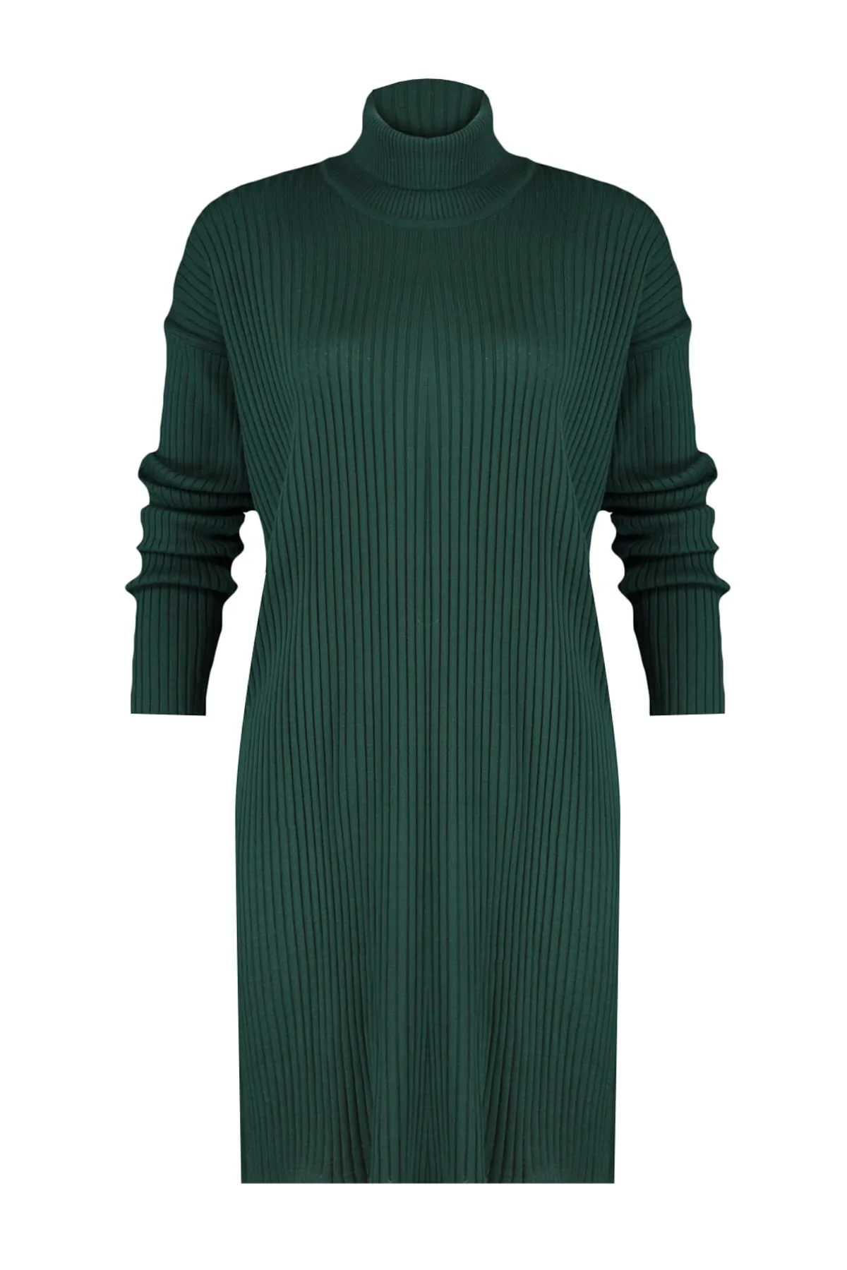 Trendyol Collection  Smaragdgrünes Rollkragen-Strickkleid TWOAW23EL00012