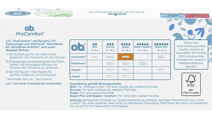 O.B. Tampons ProComfort Super