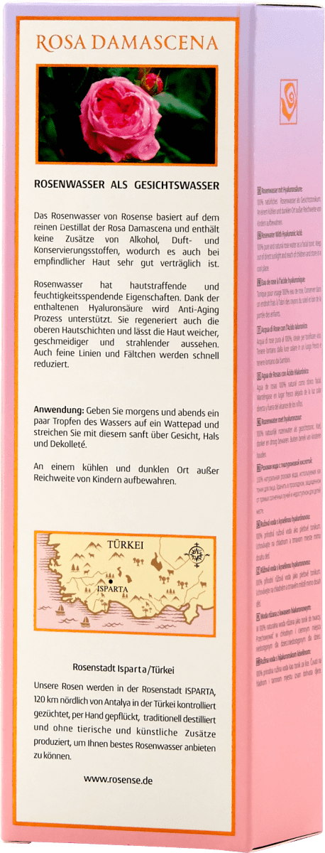 Gesichtswasser Rosenwasser mit Hyaluronsäure, 200 ml