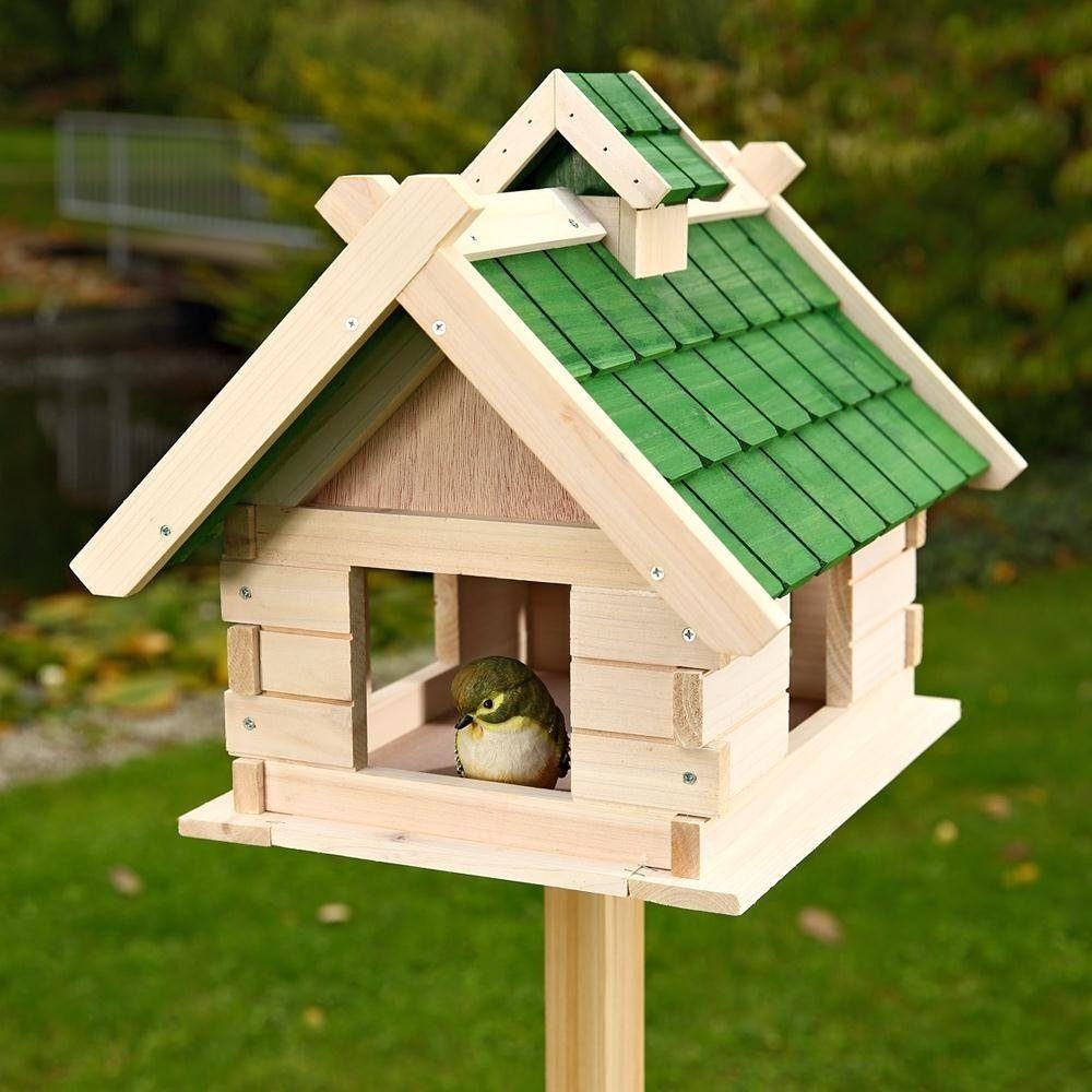 Melko Vogelhaus Vogelfutterhaus Vogelhaus Vogelhäuschen 44cm aus Holz in Grün Vogelvilla, Liebevolle Handarbeit