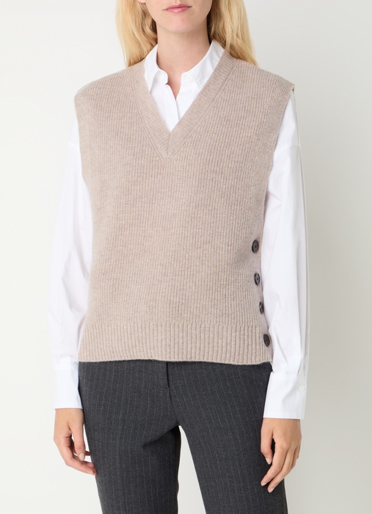 Gerard Darel Julietta chunky knit wool sleeveless sweater with button detail